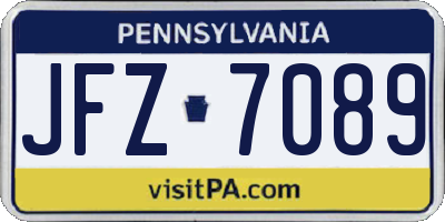 PA license plate JFZ7089