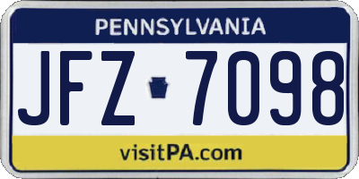 PA license plate JFZ7098