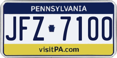 PA license plate JFZ7100