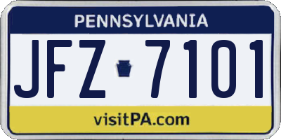 PA license plate JFZ7101