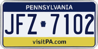 PA license plate JFZ7102