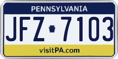 PA license plate JFZ7103