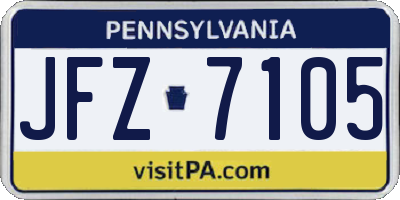 PA license plate JFZ7105