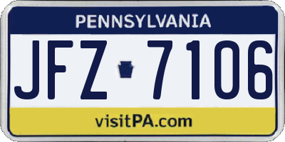 PA license plate JFZ7106