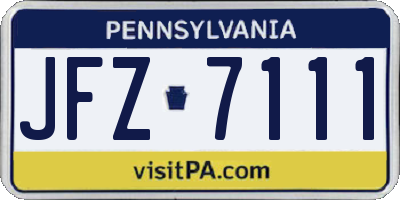 PA license plate JFZ7111