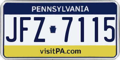 PA license plate JFZ7115