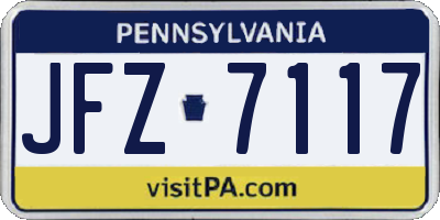 PA license plate JFZ7117