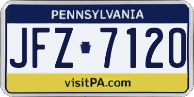 PA license plate JFZ7120