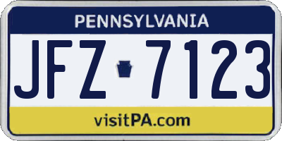 PA license plate JFZ7123