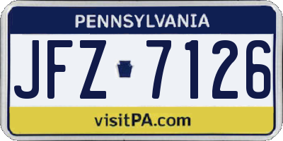 PA license plate JFZ7126