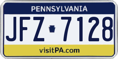 PA license plate JFZ7128