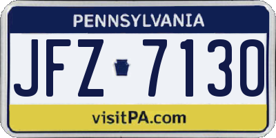 PA license plate JFZ7130