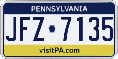 PA license plate JFZ7135