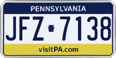 PA license plate JFZ7138