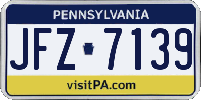 PA license plate JFZ7139