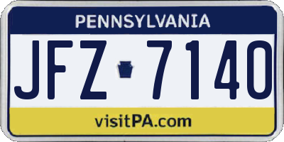 PA license plate JFZ7140