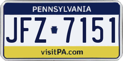 PA license plate JFZ7151
