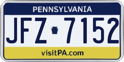 PA license plate JFZ7152