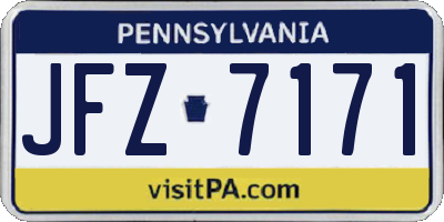 PA license plate JFZ7171