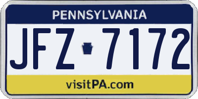 PA license plate JFZ7172