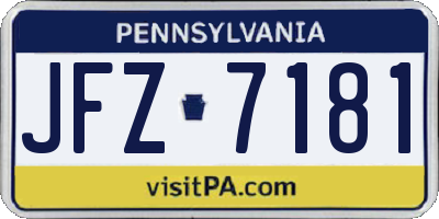 PA license plate JFZ7181