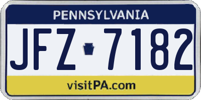 PA license plate JFZ7182