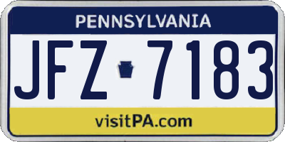PA license plate JFZ7183