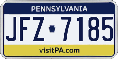 PA license plate JFZ7185