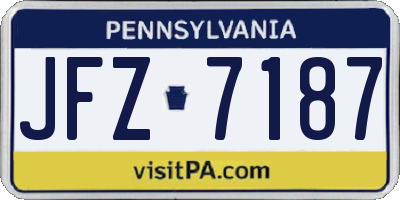PA license plate JFZ7187