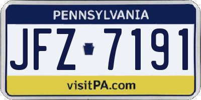 PA license plate JFZ7191