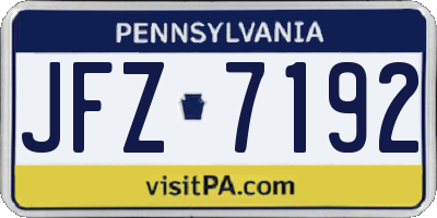 PA license plate JFZ7192