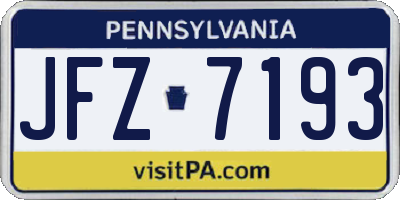 PA license plate JFZ7193