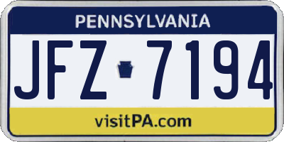 PA license plate JFZ7194