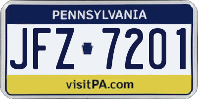 PA license plate JFZ7201