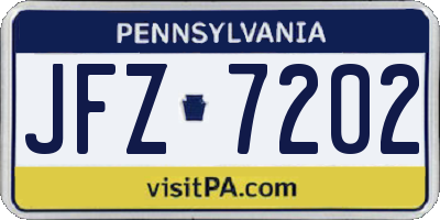 PA license plate JFZ7202