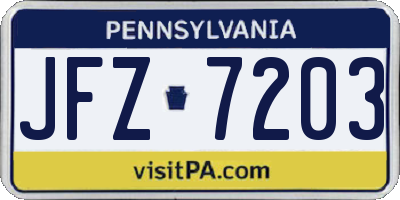 PA license plate JFZ7203