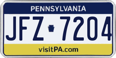 PA license plate JFZ7204