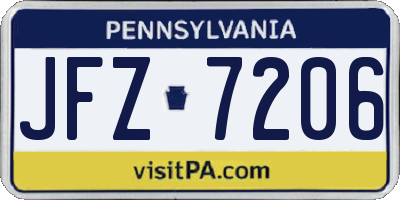 PA license plate JFZ7206