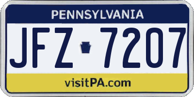PA license plate JFZ7207