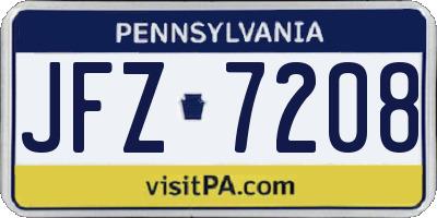 PA license plate JFZ7208