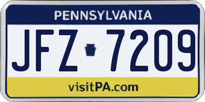 PA license plate JFZ7209