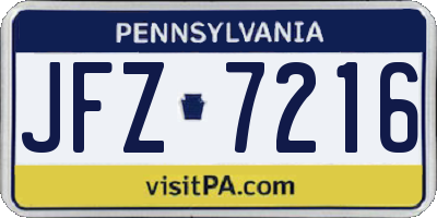 PA license plate JFZ7216