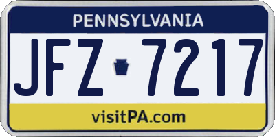 PA license plate JFZ7217