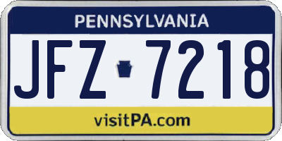 PA license plate JFZ7218
