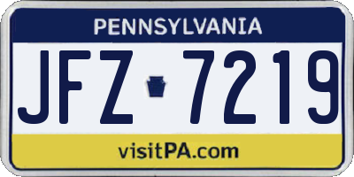 PA license plate JFZ7219