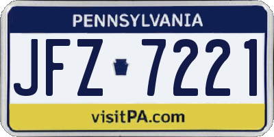 PA license plate JFZ7221
