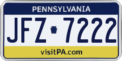 PA license plate JFZ7222