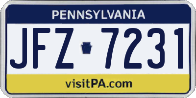 PA license plate JFZ7231