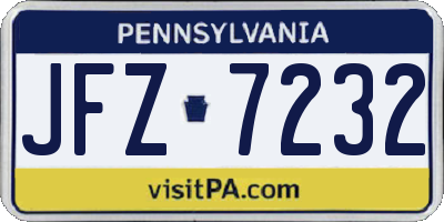 PA license plate JFZ7232