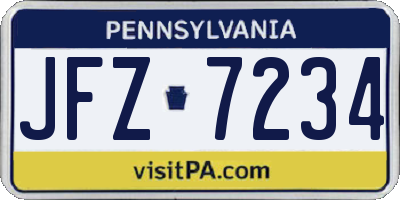 PA license plate JFZ7234
